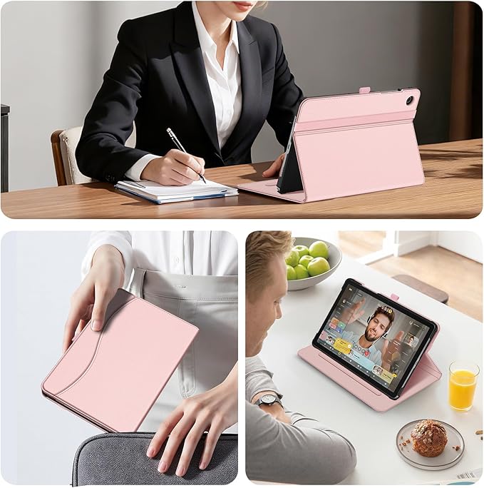 Fintie Case for Samsung Galaxy Tab A9 Plus/A9+ 5G 11 Inch 2023 Model (SM-X210/X216/X218), Multi-Angle Viewing Smart Stand Back Cover with Pocket Auto Wake/Sleep, Rose Gold