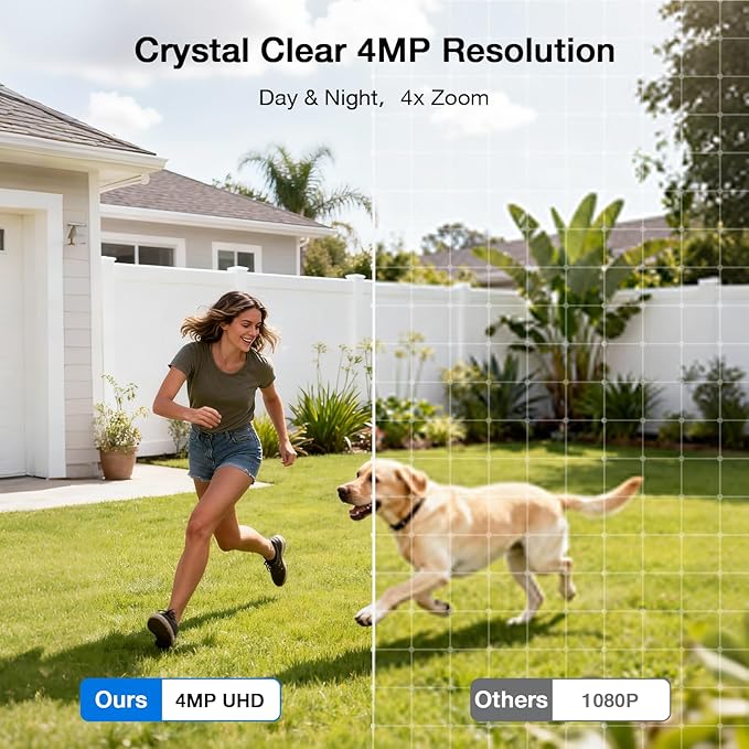 Aume 4MP Security Cameras Outdoor Wireless, No Subscription, 2-Cam Kit, Solar-Powered, Home Security Camera System with 360° Pan & Tilt, Color Night Vision, Easy Setup, 5GHz & 2.4GHz Router Compatible
