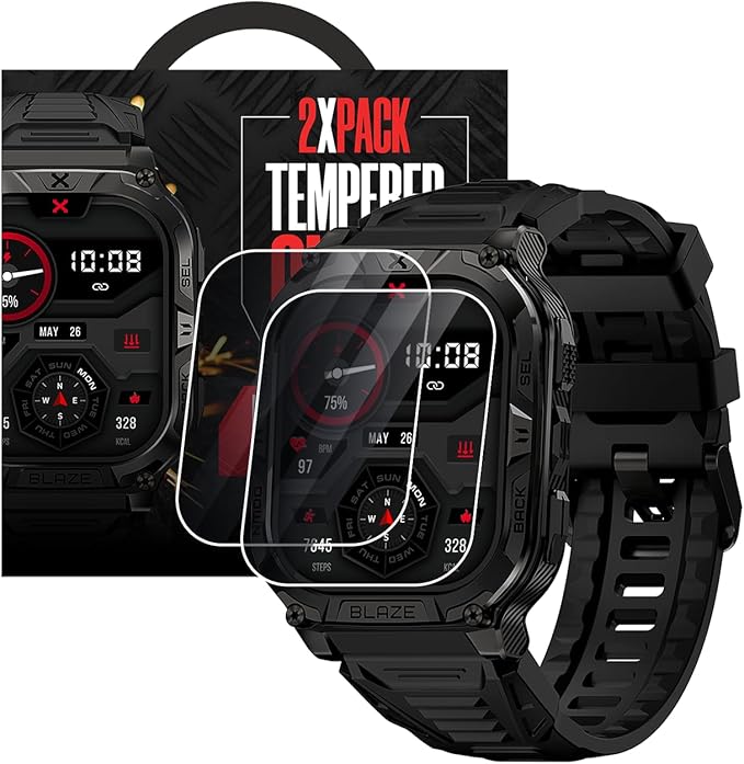 CARBINOX Blaze Smart Watch Ultimate Pack with GPS, Rugged Fitness Tracker Waterproof IP69K, Compatible with Android and iOS, 170+ Sports Modes, Make/Receive Calls (Square)