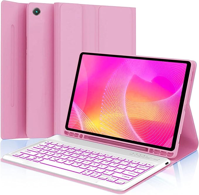 Keyboard Case for Samsung Galaxy Tab A11 Plus/ A9 Plus 11 inch (SM-X210/X216/X218) 2023, Backlite A9+ Keyboard Case with S Pen Holder for A11+(Pink)