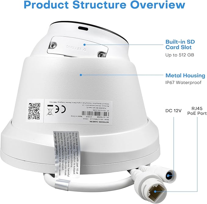 4K IP PoE Camera, Upscaled 8MP PoE Camera Outdoor with Mic/Audio, 98ft IR/Color Night Vision, Human & Vehicle Detection, 127° FOV, MicroSD (256GB), Hik-connect/iVMS4200