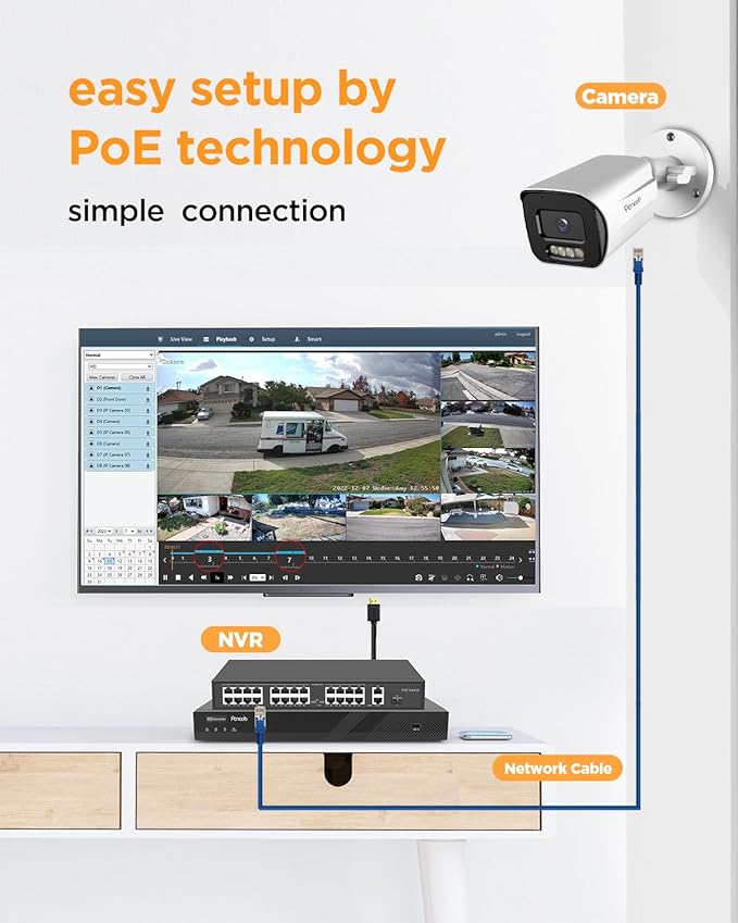 32 Channel Security Camera System, H.265 20pcs 5MP PoE IP Bullet Camera, Smart Color Night Vision, 2 Way Audio Talking, AI Human Detection, Remote Access, 4K 32 Channel NVR 8TB, PB65A2032-5MD