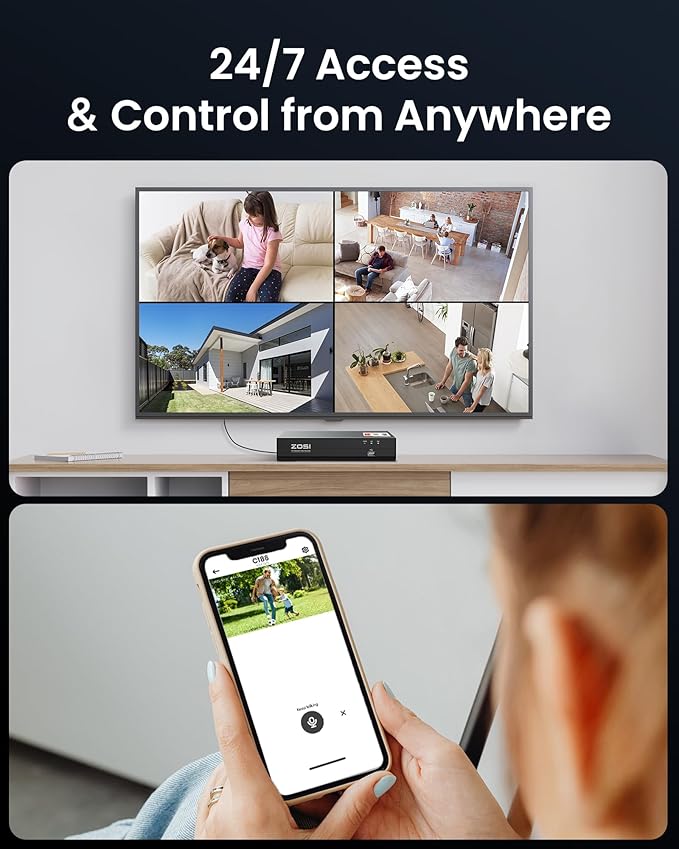 ZOSI C186 5MP 3K Aurora Lux True Color Night Vision PoE IP Security Camera, Smart Person/Vehicle Alerts for Outdoor Indoor Surveillance, Light & Siren Alarms, Two-Way Talk, with Our NVR or PoE Switch