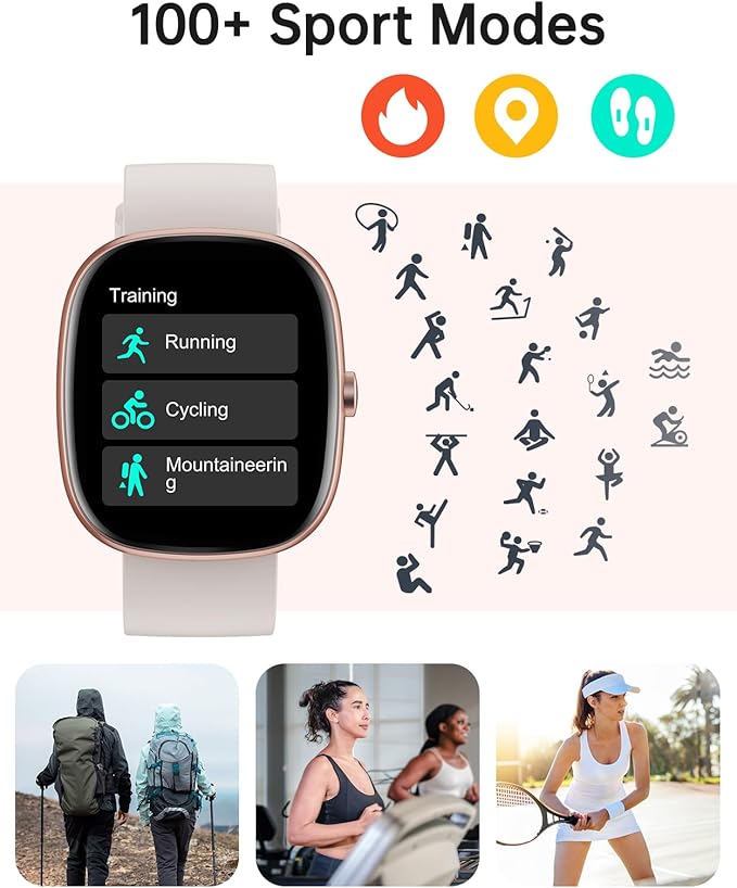 HUAKUA Smart Watches for Women Men (Answer/Make Calls), 1,85" HD Smart Watch for iPhone/Android Phones, Fitness Tracker with 100+ Sport Heart Rate/Sleep Monitor Pedometer Waterproof (Starlight Gold)