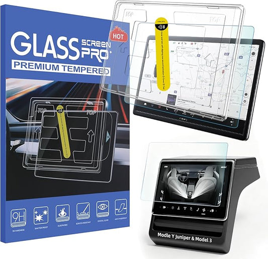 OZPYKAE 2 Pcs/Set Screen Protector for Tesla Model Y Juniper & Model 3 (2024~2026),15.4 Inch No Glare & Fingerprint Matte Tempered Glass Protector for Model 3 /New Model Y Juniper Accessories With Installed Kit
