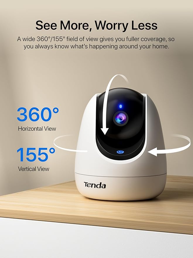 Tenda CP3 Pro 2K Indoor Security Camera with WiFi 6 & AI Baby/Pet Detection – Baby Monitor, Pet Camera for Home, One-Touch Calling, Night Vision, Military-Grade Encryption, No Subscription Needed