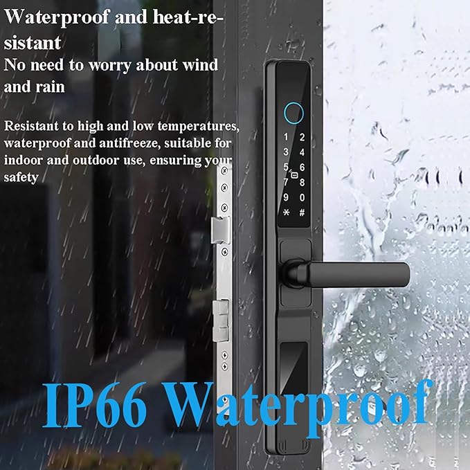 HIFAM Fingerprint Door Lock, TUYA APP Control Smart Lock Electronic Door Lock with Code Passcode Biometric Door Handle, IC Card Key Unlock