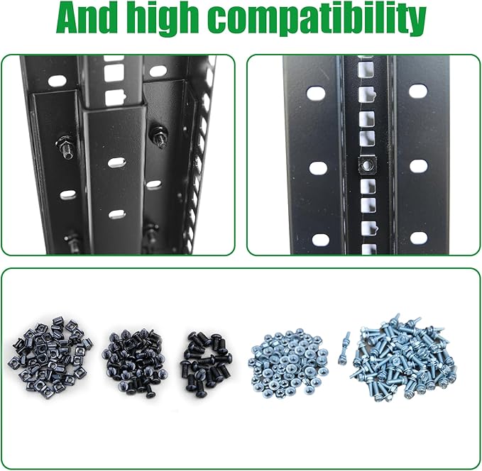 42U Server Rack/4-Post 19in Network Rack/Open Frame Rack with Wheels, Heavy-Duty Frame Cabinet/Adjustable Depth 29.75-27.75in GLOBALRACK，(4POST-1000-42U)