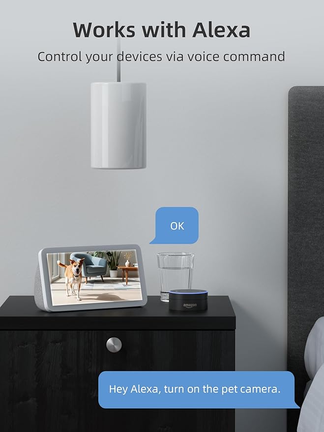virtavo Indoor Security Camera, Dual-Lens 360° PTZ WiFi Baby Pet Monitor for Home, Motion Tracking, 2-Way Audio, Night Vision, No Subscription, WiFi6 2.4GHz/5GHz, SD & Cloud Storage, Works with Alexa