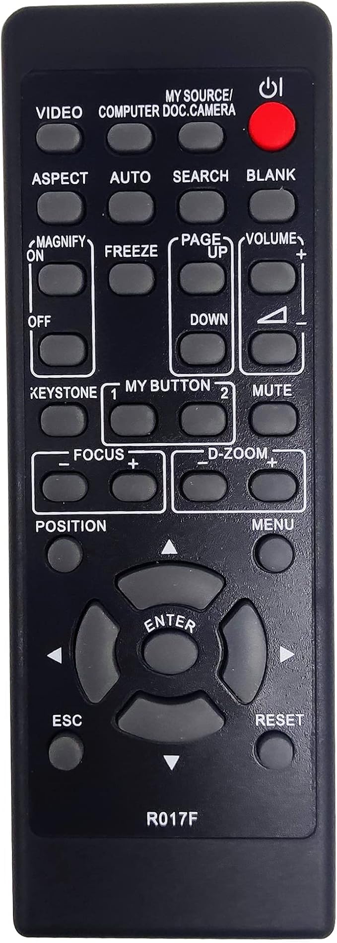 A-00008320 Projector Remote Control for ViewSonic PJ358, PJ359W, PJ500, PJ501, PJ502, PJ510, PJ550, PJ551, PJ758, PJ759, PJ760, PJL3211, PJL7211, PJL9371, Pro9500