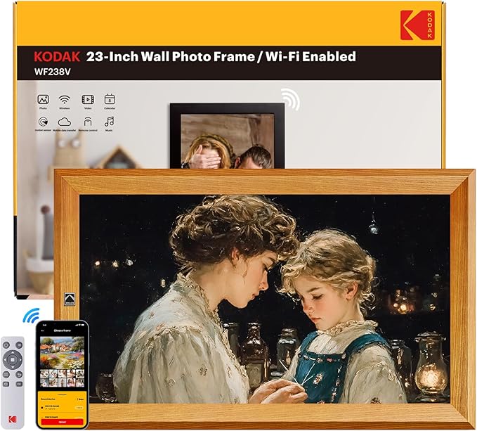 KODAK 23.8" X-Large WiFi Digital Picture Frame - 1920x1080 FHD IPS Display with 32GB Storage, Auto-Rotate, Remote Control, Wall Mountable, Compatible with Alexa, for Family