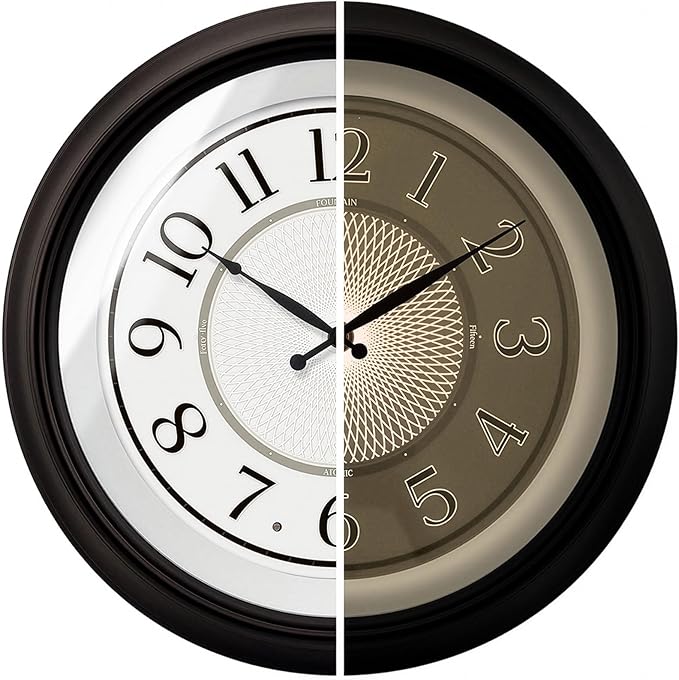 18 Inch Galaxy Luminous Atomic Wall Clock with Night Light, Illuminated Wall Clock with Smart Sensor to Turn on/Off LED Light, Oil Rubbed Bronze Finish, Unique