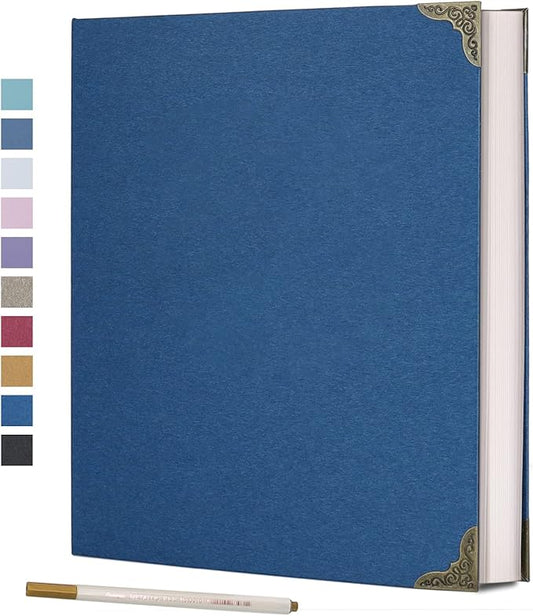Vienrose Photo Album Self Adhesive 40 Pages Hardcover with DIY Scrapbooking Kit 3 Rings Paper Scrapbook for Lover Friends Kids Wedding Blue