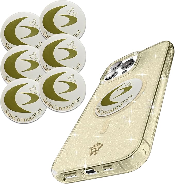 Pack of 6 EMF Stickers for Cell Phone- 5G Ready Harmonizer Stickers Proudly Made in USA for Cell Phones, Laptops or Tablets- EMF mega Shield for All Electronic Devices (Gold-White)