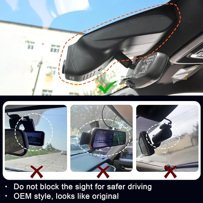 Front 4K & Rear 1080P Dash Cam Custom fit for GMC Yukon, Yukon XL 2023 2024 2025(Model A), SLE SLT AT4 Denali Denali Ultimate, Integrated OEM Look, UHD 2160P Video, G-Sensor, 128GB Card