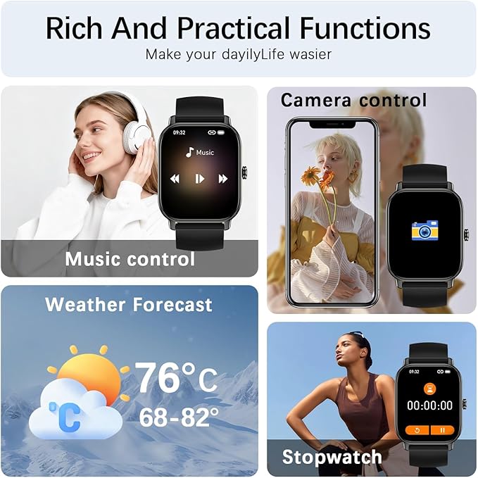 Smart Watch for Women Men Fitness: Waterproof Make Answer Call Digital Mens Watches Running Pedometer Smartwatch for Android Phone iPhone Samsung Compatible Heart Rate Monitor SpO2 Step Tracker