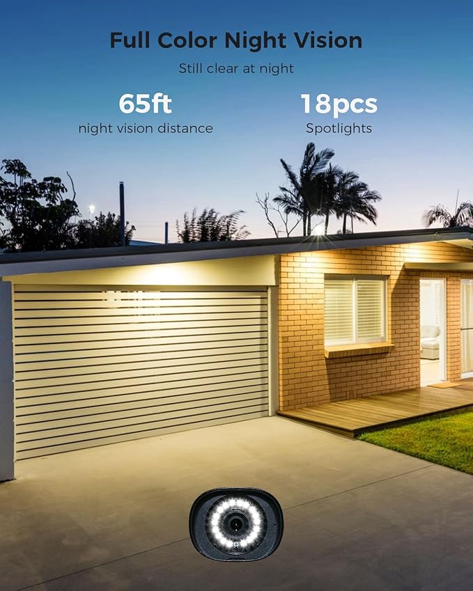 Hiseeu Wireless Security Camera System Outdoor, 5MP WiFi Camera for Home, 16CH WiFi-Pro 8 Cam-Kit, 2-Way Audio, Color Night Vision, IP66 Waterproof, 3TB Storage, 24/7 Recording, No Monthly Fees