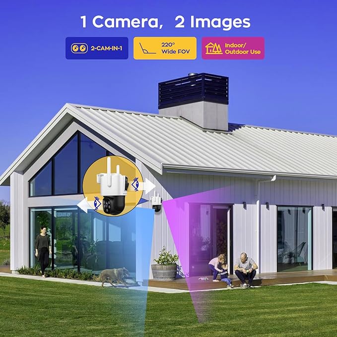 [2-in-1 CAM*12] XMARTO 24-VIEW WiFi 6 Mesh Security Camera System Outdoor Wireless, 12x Dual-Lens CAM, 16CH 4K Long Range WiFi6 Surveillance NVR Kit, 4MP PTZ Home CCTV Set w. 500GB HDD, No Monthly Fee