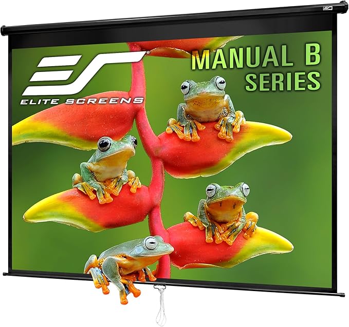 Elite Screens Manual B, 120-INCH 4:3, Manual Pull Down Projector Screen 4K / 8K Ultra HDR 3D Ready with Slow Retract Mechanism, 2-YEAR WARRANTY, M120V