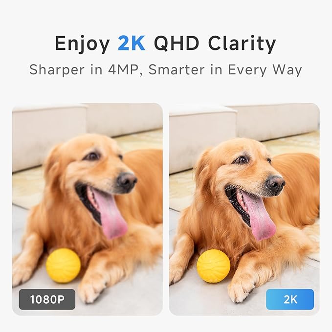 Noorio Security Camera Indoor, 4MP UHD Pet/Dog Camera 360-Degree for Home Security, One-Touch Call, Auto Motion Tracking, Night Vision, 2.4G Only
