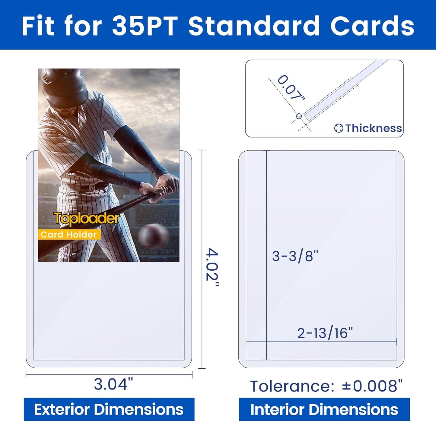 77 Card Sleeves Top Loaders for Cards, Sooez Premium 3" x 4" Baseball Card Protectors, Hard Plastic Trading Card Sleeve, Cards Holder for Baseball, Football Sports (27 Toploaders + 50 Penny Sleeves)