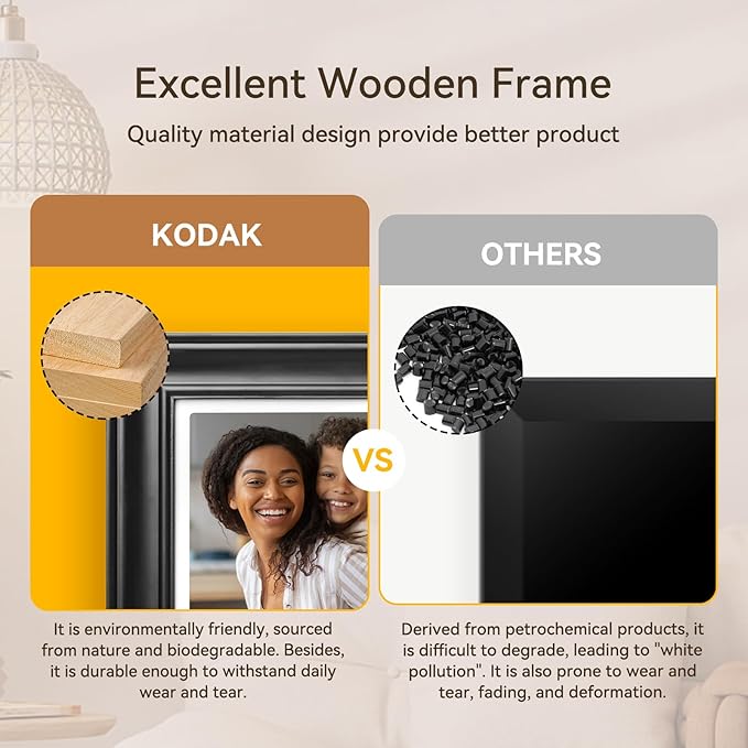 KODAK WiFi Digital Picture Frame, 1920 x 1200 HD Touchscreen Digital Photo Frame, 10.1 Inches Intelligent Electronic Picture Frame with 32 GB,Auto-Rotate, Share Moments Instantly Gifts(Wood Frame)