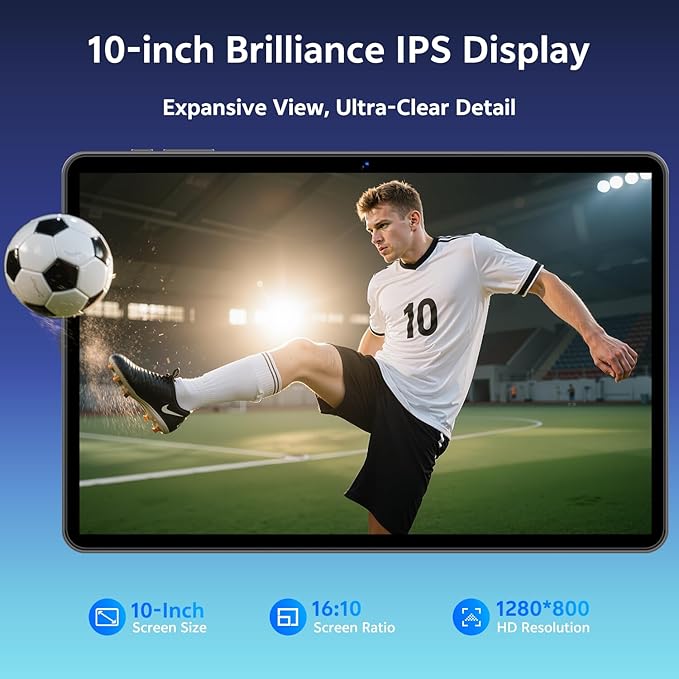 Android Tablet 10 Inch, 2025 Android 15 Tablet for Kids Adults, 20GB RAM 64GB Storage 1TB Expandable, Dual Cameras 8MP 2MP, 6000mAh Dual Speakers WiFi 6