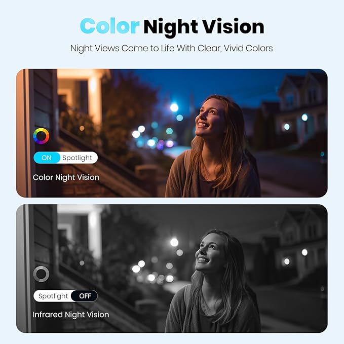 Techage Security Cameras Wireless Outdoor, 2K Battery Powered Cameras for Home Security with AI Motion Detection, 2.4G WiFi, Color Night Vision, 2-Way Talk, IP66 Waterproof, Cloud/SD Storage 2 Pack