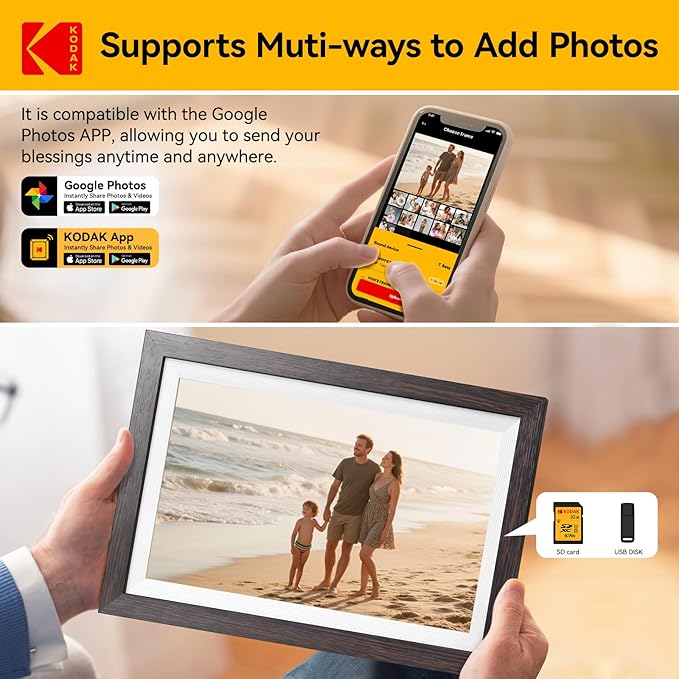 KODAK 15.6 Inch Digital Picture Frame, 64GB WiFi Digital Photo Frame 1920x1080 HD IPS Touch Screen, Auto-Rotate, Share Photos and Videos via KODAK App