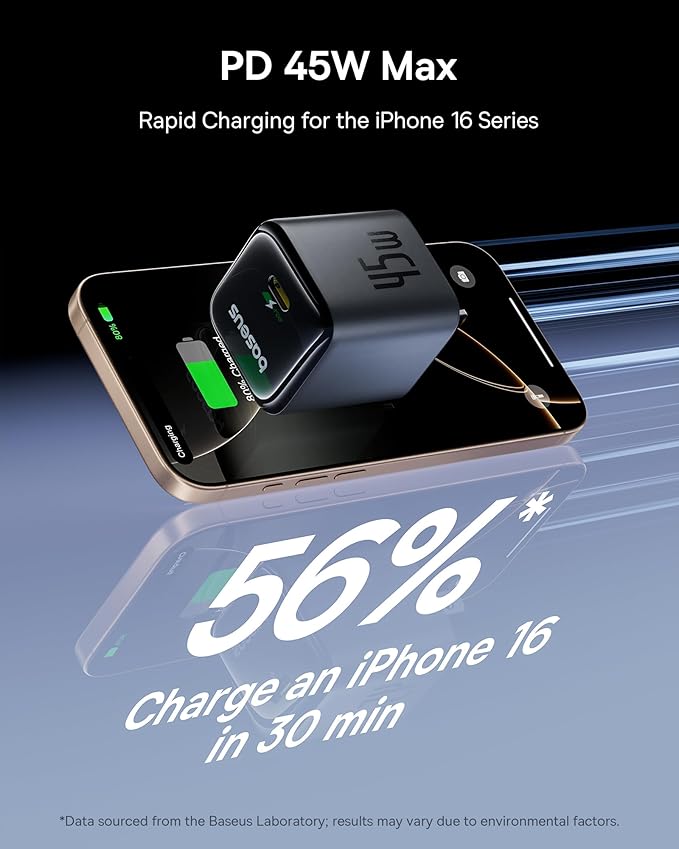 Baseus 45W USB C Charger Block, 2 Pack PPS Fast Charger Type C with USB-C Cable for iPhone 17/16/15 Series, iPad, Galaxy S24 Ultra and More Series