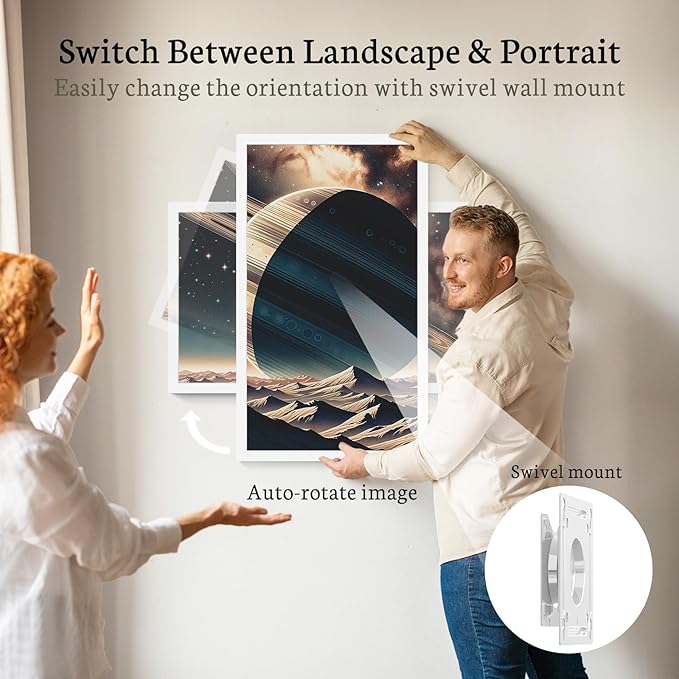 BSIMB Large Digital Picture Frame 27 Inch, 1920x1080 FHD WiFi Digital Photo Frame Electronic 32GB Display, Wall Mount Included, Share Pictures/Videos via App Easy Setup Gifts for Mom(Non-Touch), White
