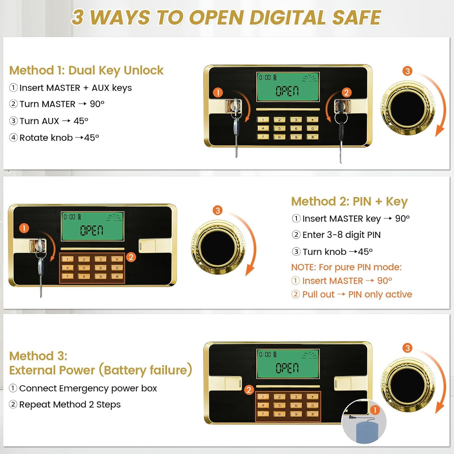 7.0 Cuft Fireproof Safe for Home, Home Safes Water and Fireproof, Safety Box with Digital Combination Lock, Fire and Water Proof Bag, Removable Shelf, Smart Alert, Safe for Money, Valuables