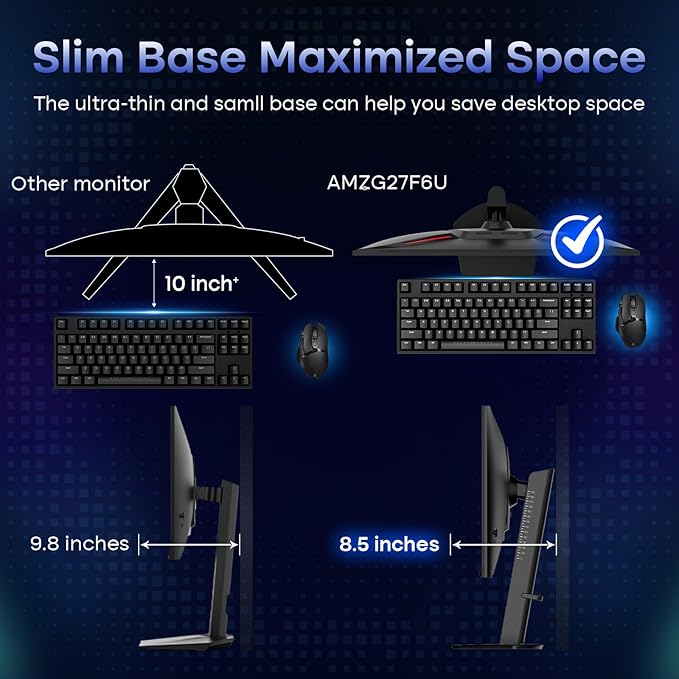 Amzfast 27’‘ 4K Gaming Monitor HDR 400, UHD 160Hz 144Hz | FHD 320Hz 300Hz Dual Mode PC Monitor, Built-in Speakers 1ms Fast IPS, 126% sRGB PIP/PBP, 2* HDMI 2.1 & 2* DP 1.4 VESA (HDMI DP Dual Cables)