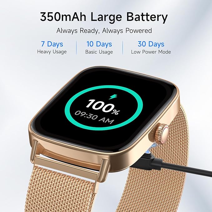 Smart Watch for Men Women, 1.85" HD Smartwatch Compatible iPhone/Samsung/Android (Answer/Make Calls), 100+ Sport Modes Fitness Tracker with Heart Rate/Sleep/SpO2 Monitor, IP68 Waterproof, Metal Band