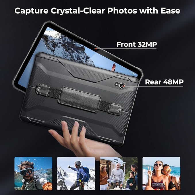 MUNBYN 11-inch Rugged Tablet ILT02, Android 14 UTV Tablet, 16GB+128GB with GPS, IP68 Weather Proof, 32MP+48MP Dual Camera, 4G LTE for Offroad UTV, Drone, 2Y Protection