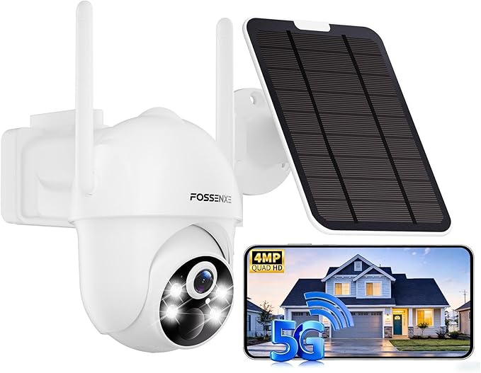 2K Cameras for Home Security-Solar Security Cameras Wireless Outdoor with 360° View Pan/Tilt WiFi Security Camera Outside with Color Night Vision, PIR Sensor, Easy to Install, 2-Way Audio