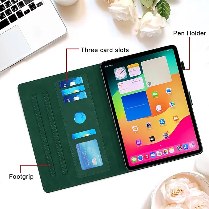 Case for Samsung Galaxy Tab A9 Plus/A9+ 5G 11 Inch 2023 Model (SM-X210/X216/X218), Multi-Angle Viewing Smart Stand with Pocket Auto Wake/Sleep PU Leather Tablet Cases Flip Folio Cover Green