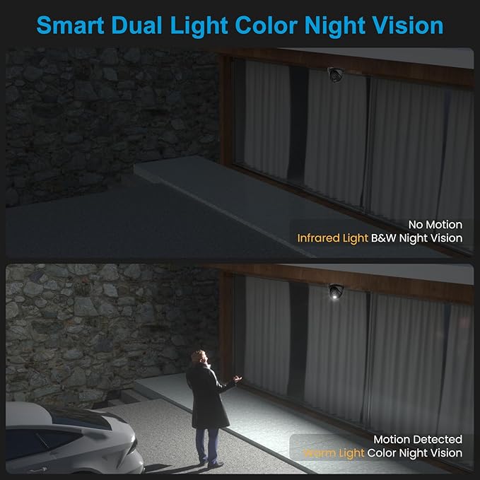Anpviz 4K 8MP PoE Security IP Camera Outdoor, AI Human Vehicle Detection, 100FT Smart Dual Light Color Night Vision, Built-in Mic, 2.8mm Lens, IP66 Waterproof, NDAA Compliant, Black (U Series)