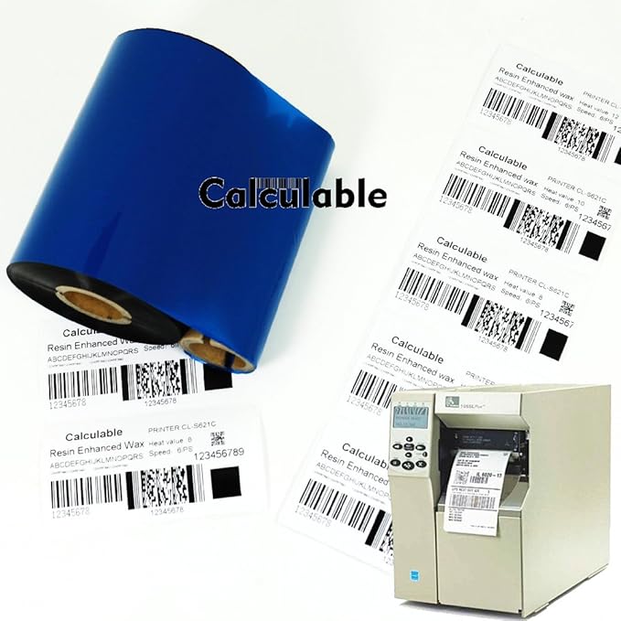 4.33" x1476' (110mmx450m) Thermal Transfer Ribbon Ink Outside Wax Ribbons Resin Enhanced Wax for Zebra GK420D SM4 ZT410 GC420t GK420t GX420t GX430t Tec Datamax Intermec Citizen Printer