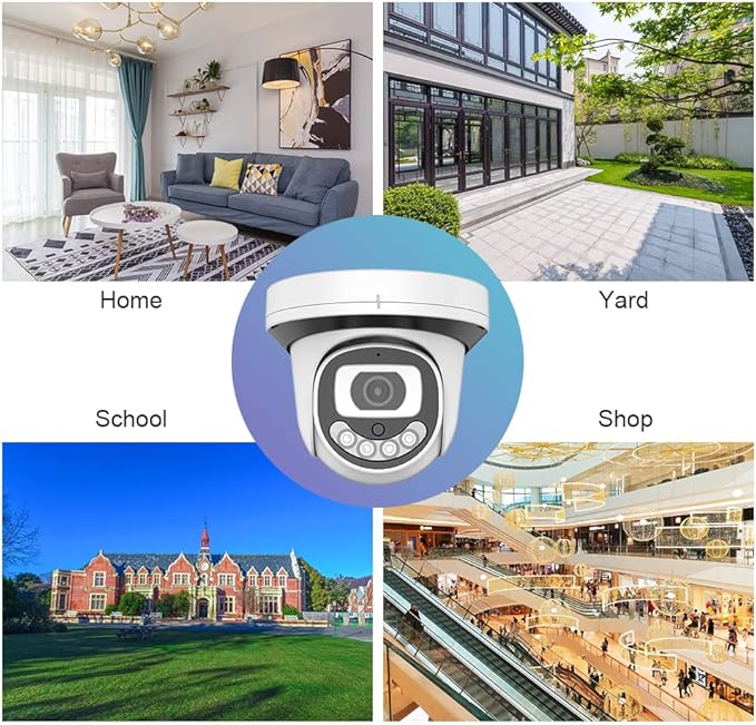 EVERSECU 1080P 24/7 Full-time Color Night Vision Indoor HD Analog Dome Security Camera with Warm Light LEDs, 2MP (HD-TVI/AHD/CVI/Analog) 4-in-1 CCTV Camera with 2.8mm Lens Wide Angle