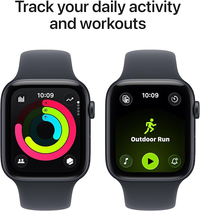 Apple Watch SE 3 [GPS 44mm] Smartwatch with Midnight Aluminum Case with Midnight Sport Band - M/L. Fitness and Sleep Trackers, Heart Rate Monitor, Always-On Display, Water Resistant