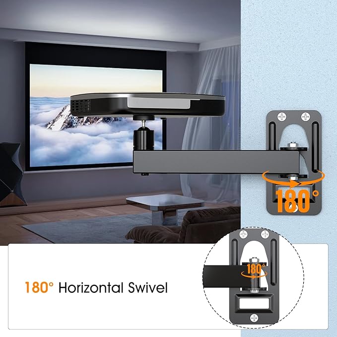 Mini Ceiling Wall Projector Mount Stand- Adjustable Tilt&Swivel Hanging Projector Holder Wall Mount Hanger Rack Stand for Mini Projector with Cable Ties