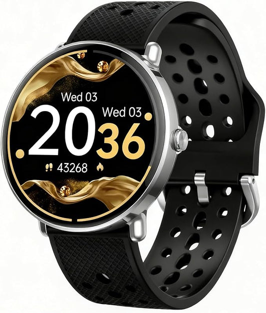 Smart Watch for Women Men, for Android iOS with Sleep & Calorie Monitor, Pedometer Fitness Tracker, Bluetooth Call, IP68 Waterproof, 112+ Sport Modes Round Face Smartwatch (Modern,Lacquer Black,1.39)