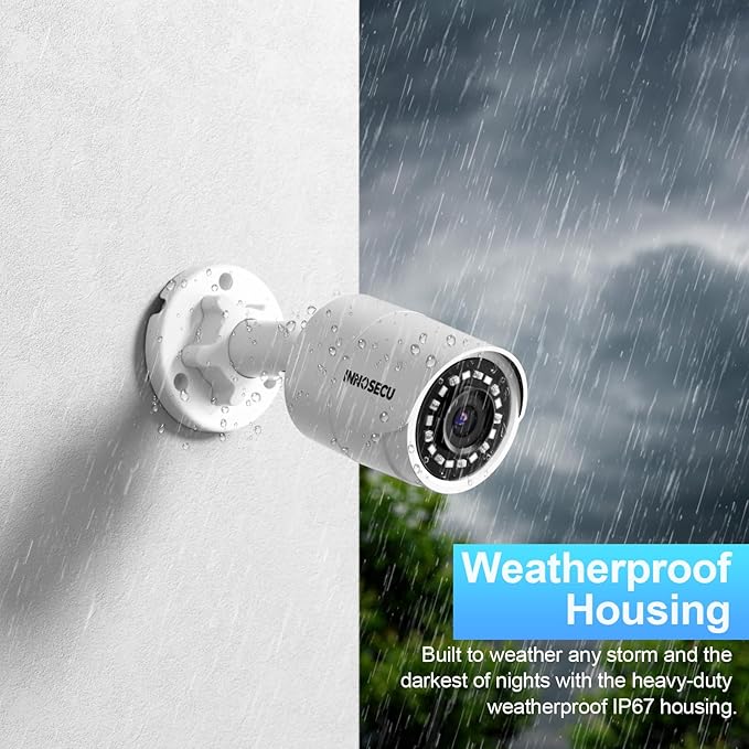 IP PoE Camera 4MP, Outdoor Indoor Bullet Security Surveillance Camera, Waterproof IP6, Built-in Mic, 2.8mm Lens Wide Angle 110°, Motion Detection, Human/Vehicle Detection, INB4FR38F (White)