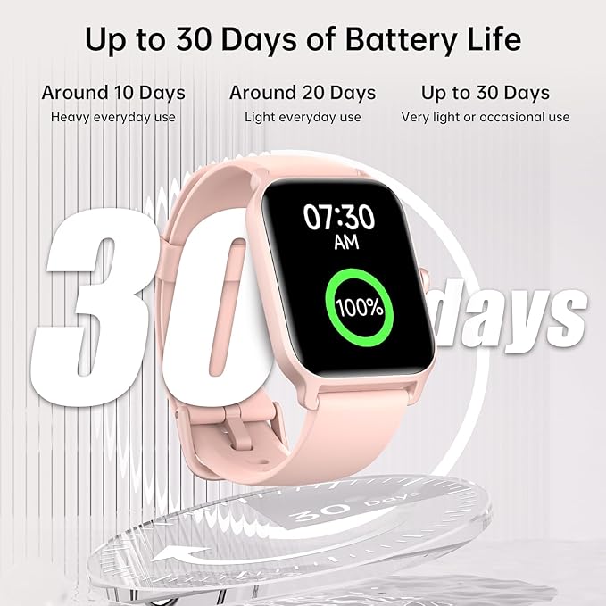 Smart Watches for Women with Alexa & Bluetooth Call,1.85" HD Screen Fitness Tracker,30-Day Battery, Heart Rate/Sleep/SpO2 Monitor,100+ Sports Modes,2ATM Waterproof Smartwatch for Android iPhone(Pink)