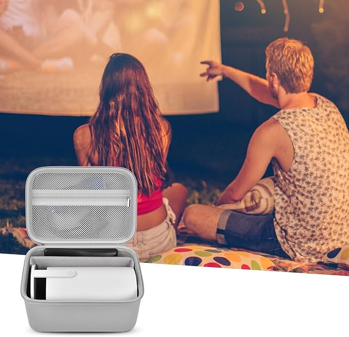 Mini Projector Case Compatible with Magcubic HY300 Pro+ / HY300PRO for ENUOSUMA for Alwtniet Portable Projector 4K 1080P Support, Storage Holder Organizer for Accessories -Light Gray (Bag Only)