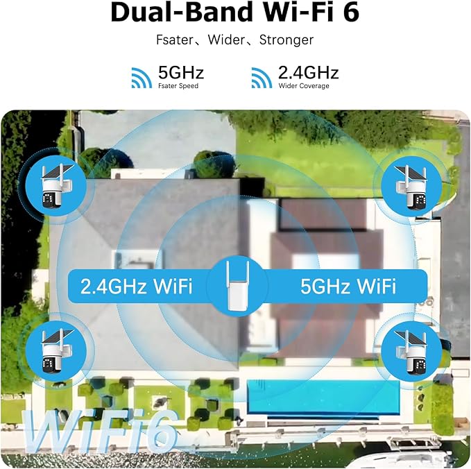 Solar Security Cameras Wireless Outdoor, 4 Cam-Kit, 4MP Home Security System with Color Night Vision, 2.4G & 5G WiFi, 360° Pan & Tilt, 64GB Local Storage, No Subscription, Motion Detection, Spotlight