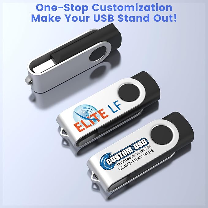 ABLAZE Custom Flash Drive 8GB 100 Pack, Personalized USB Drives Custom USB 2.0 Thumb Drives 100 Pack Memory Stick (Mixcolors)