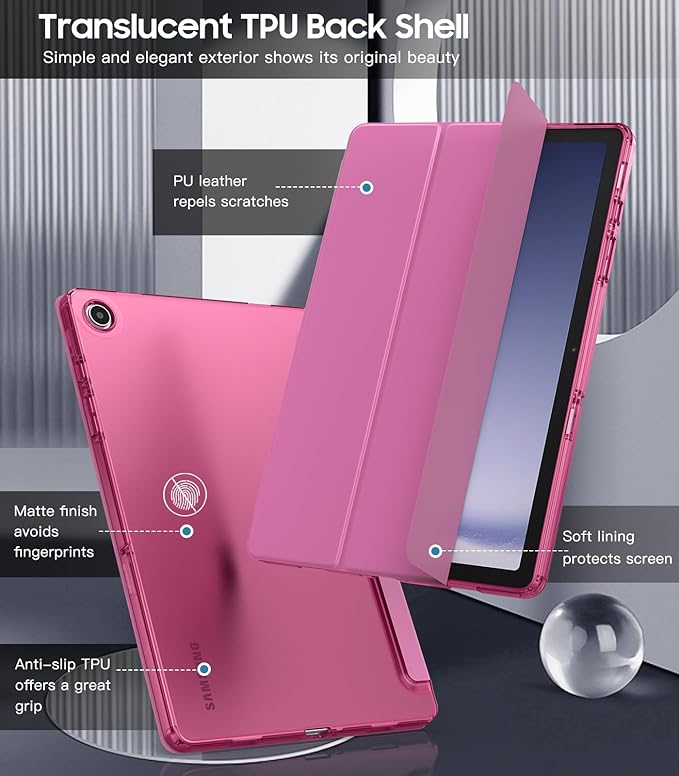 TiMOVO Case for Samsung Galaxy Tab A9+/A9 Plus 11" 2023, Slim Soft TPU Translucent Frosted Back Protective Cover for Galaxy Tab A9+ Tablet SM-X210/X216/X218, Auto Wake/Sleep, Pink Purple