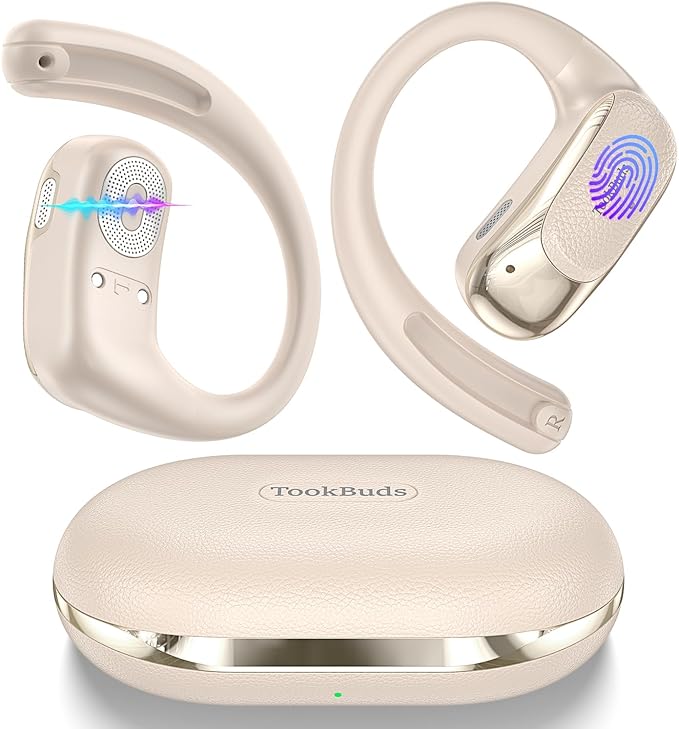AI Translation Earbuds Real Time, 145 Language Translator Earbuds, Open-Ear Bluetooth 5.4, No Subscription, 60H, USB-C Fast Charge, Translation Headphones for Business Travel Learning (Ivory White)